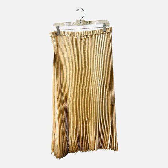 Tash and Sophie Satin Pleated Champagne Midi Skirt Size XL Pull-On Lined NWT - Picture 5 of 10